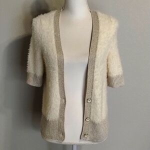 DECREE Cream/Gold Fleck Cardigan Soft Sweater Size XL